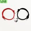 2pcs Couple Minimalist Heart Lovers Matching Friendship Bracelet Rope Braided Magnetic Distance Bracelet Kit Lover Jewelry
