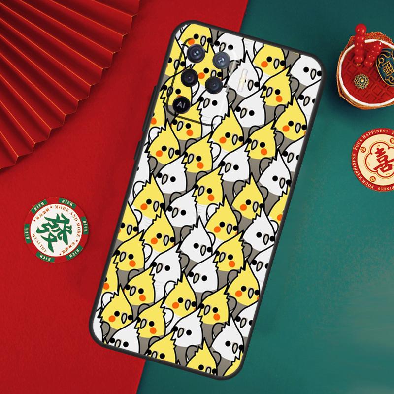 Cartoon Cockatiel Collage Case For Oppo A15 A17 A57 A6 A5 Pro A54 A74 A94 A16 A76 A96 A40 A60 A80 A18 A38 A58 A78 A98