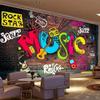 3D Cool Граффити Обои Ретро Музыка Буквы Кирпичная Стена Фреска Спальня Ресторан Ktv Бар Обои