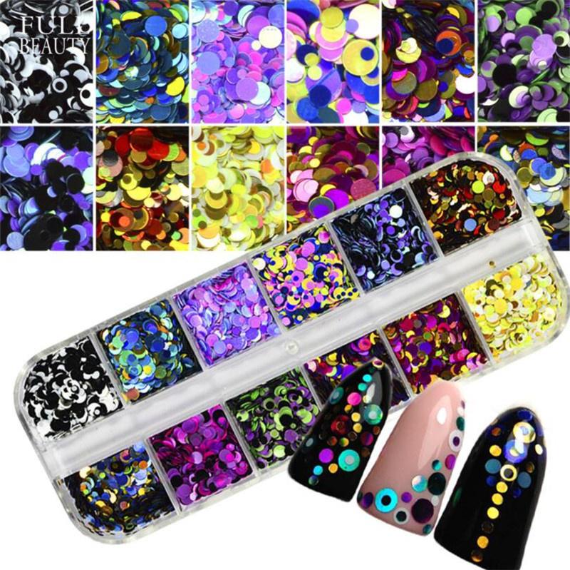 Nail Glitter 12pcs/set Mixed 3D Ultra Thin Flash DIY Sequins Nail Art Decoration