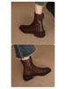 Lambskin Slimming Ankle Boots 2025: Women's Mid-Heel Vintage Martin Boots, Black Square Toe, Autumn/Winter Collection.