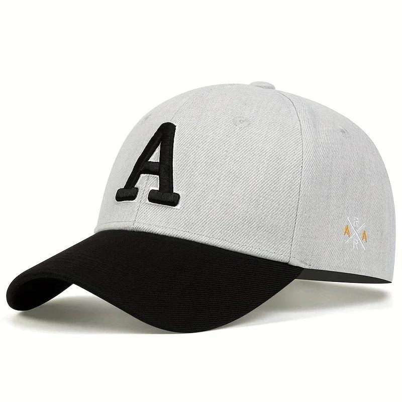 Baseball Stitching Embroidered Ar Side Lettering Alphabet A Neutral Gender Women Men For Caps Spring And Autumn Outdoor Adjustable Casual Hats