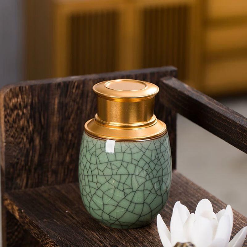 Portable Mini Celadon Ceramic Tea Caddy
