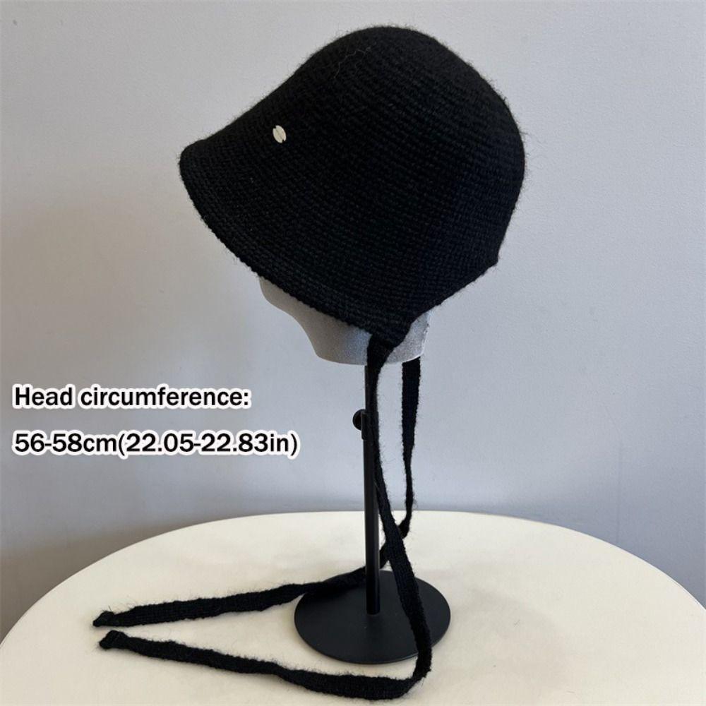 Wool Blend Fisherman Hat Knitted Woolen Basin Hat New Girl's Hat Autumn Winter