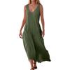Women Casual Summer Solid Color Tank Sleeveless Dress Hollow Out Loose Beach Dress