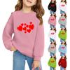 Свитшоты с круглым вырезом для девочек, детские топы с принтом на День святого Валентина