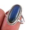 Natural Labradorite Gemstone 925 Solid Sterling Silver Jewelry Ring Size 9 Q9b52
