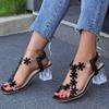 Women's Rhinestone Butterfly Embellished High Heeled Sandals - Fashionable Versatile Square Toe Crystal Arch Support Sandals