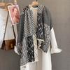 Autumn New Fashionable Geometric Texture Splicing Scarf Women's Imitation Cashmere Warm Fashion Versatile Outer Shawl Scarf
