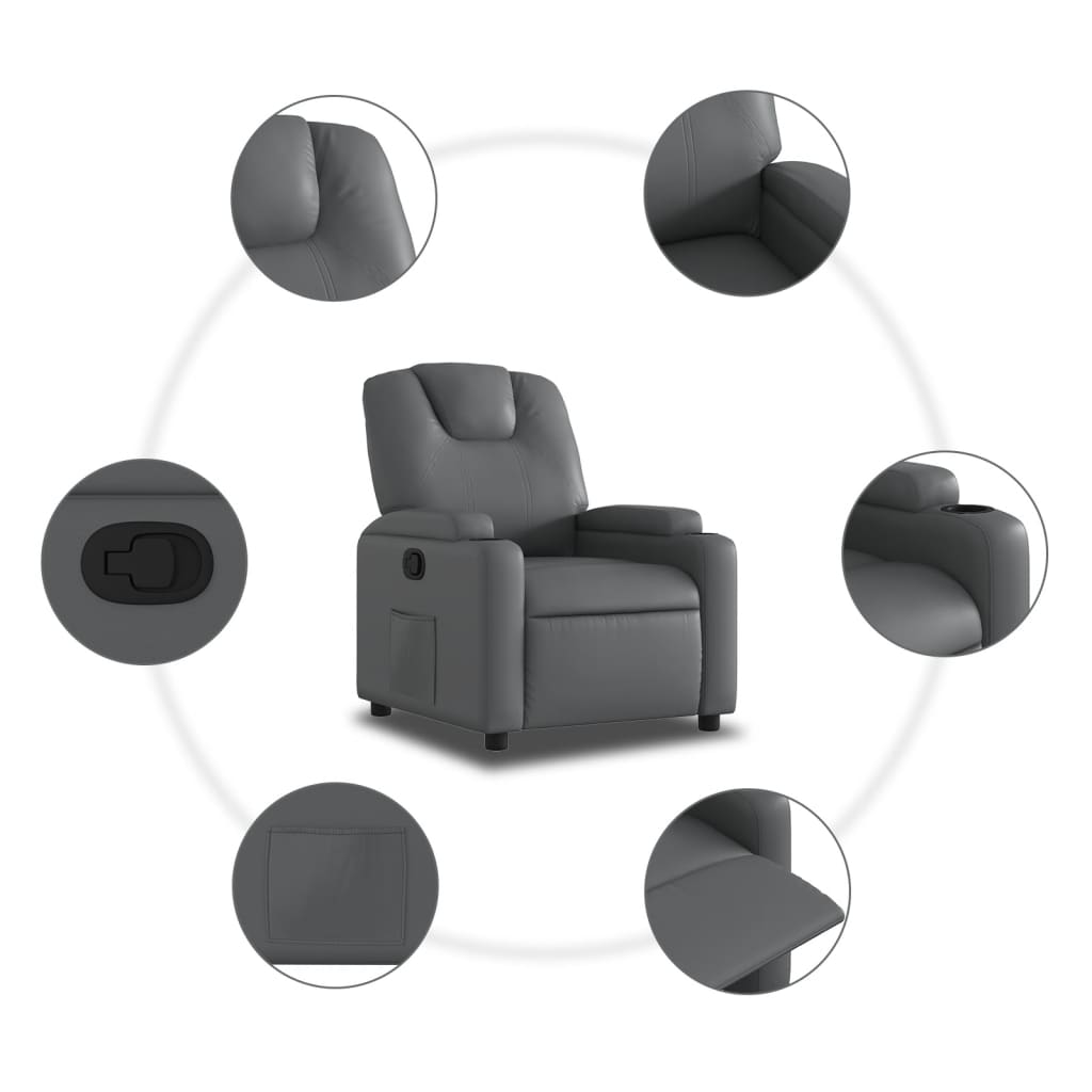 Relaxation Armchair Grey Synthetic Leather