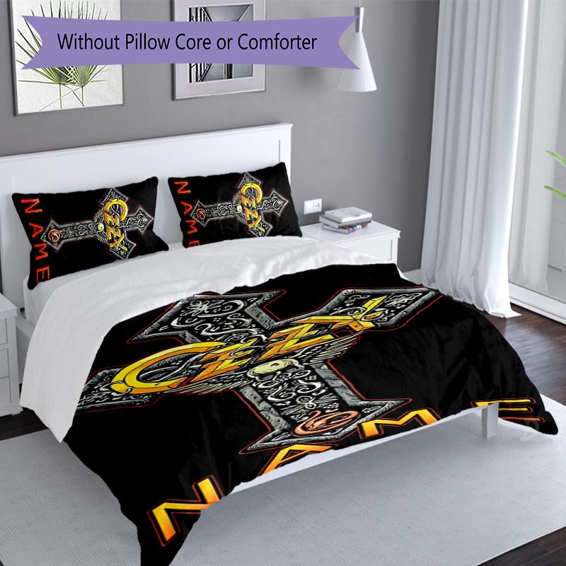 3pcs Custom Name rock Ozzy Osbourne Bedding Set,Includes 1 Duvet Cover and 2 Pillowcases,All-season Bedroom Decor