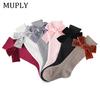 Kids Baby Girls Knitted Warm Knee High Stockings Bowknot Anti-Slip Mid Knee High Tube Soft Cotton Long Stockings