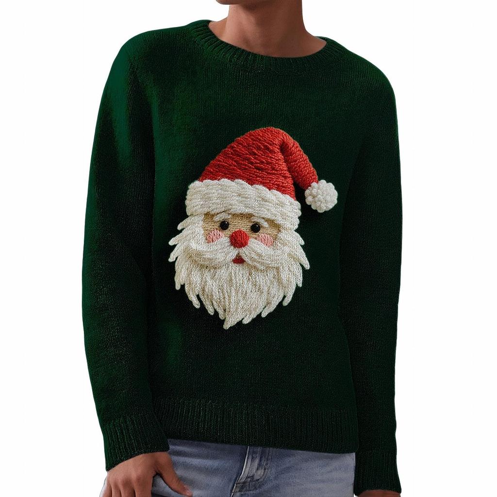 Женский модный пуловер с рождественским принтом, с длинным рукавом и вырезом под горло, вязаный свитер-топ