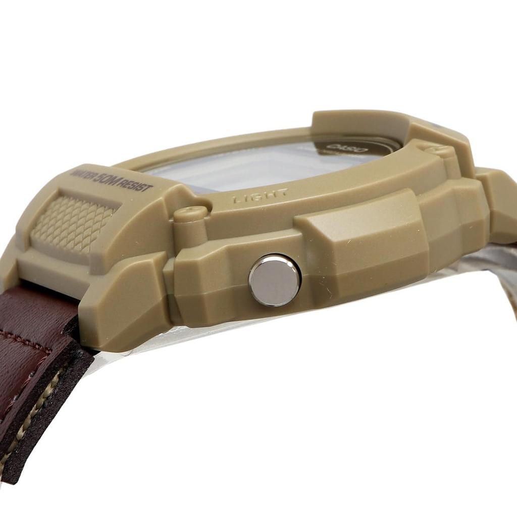 Casio Стандартные цифровые часы бежевого цвета с застежкой-липучкой, модель Overseas [Casio] W-219HB-5AV мужские [Товар]