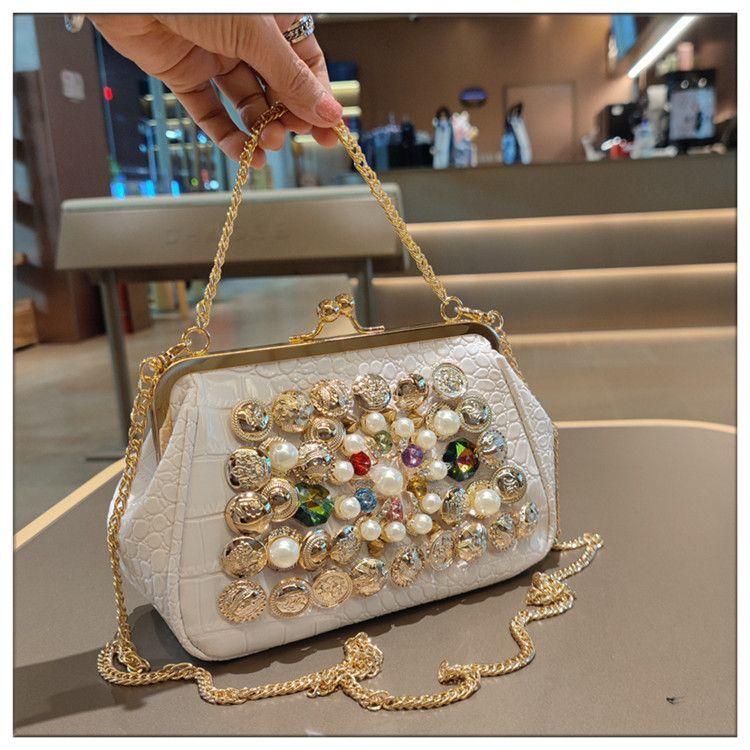 Сумка для ужина Charm Socialite Diamond Studded 2025 New Sweet Handheld Chain Shoulder Bag