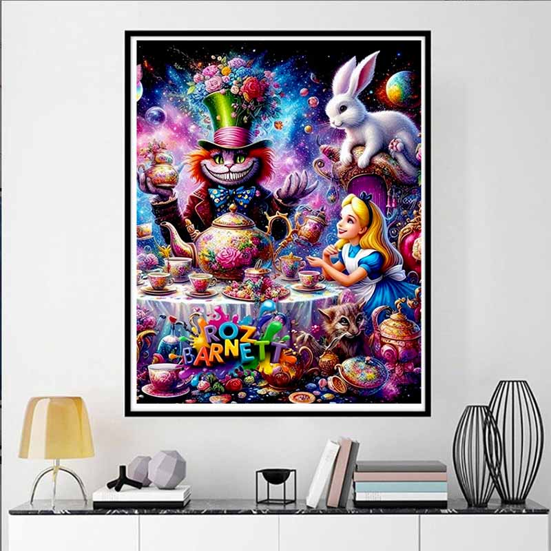 Disney 5D DIY Алмазная живопись Алиса в Стране чудес Безумное чаепитие Психоделическая иллюстрация Вышитая мозаика Вышивка крестом Домашний декор Подарок Поделка