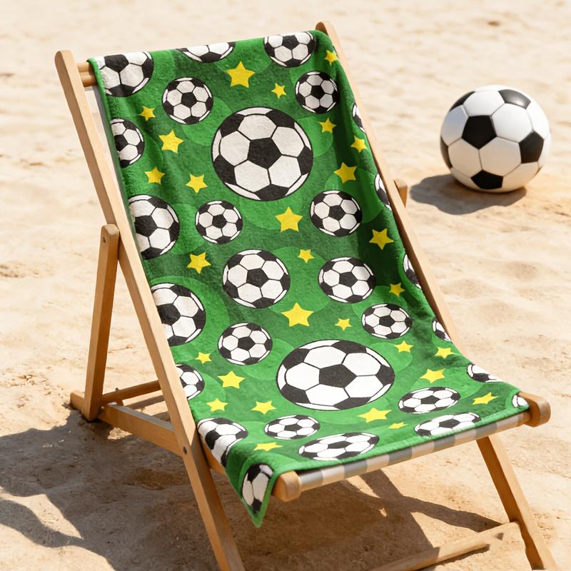 1PC Football Print Beach Towel, Soft Absorbent Fabric Ideal for Beach Pool Sports Travel Football Match Viewing Party Daily Use