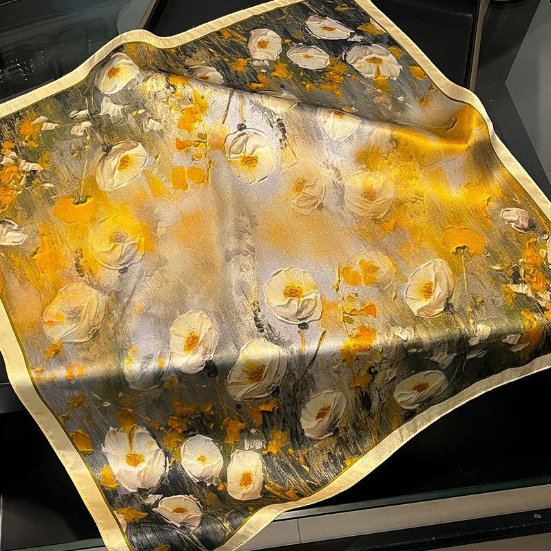 Новый 100% Натуральный Шарф из Натурального Шелка Женский Платок Бандана Квадратные Шарфы Палантин Косынка Тутовый Весенняя Мода Роскошный Высокое Качество Хиджаб