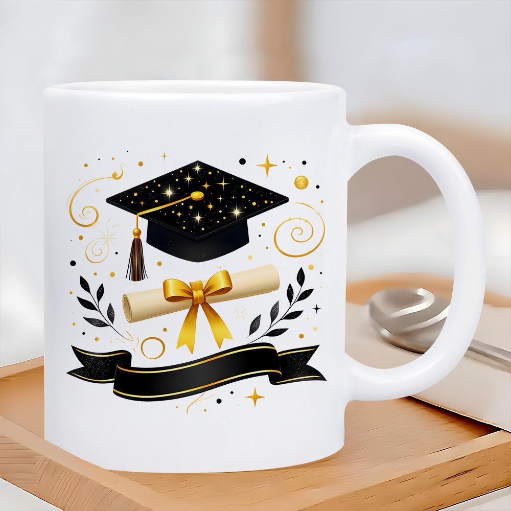 Multi-color graduation season ceramic cup creative gift mug large capacity coffee water cup
