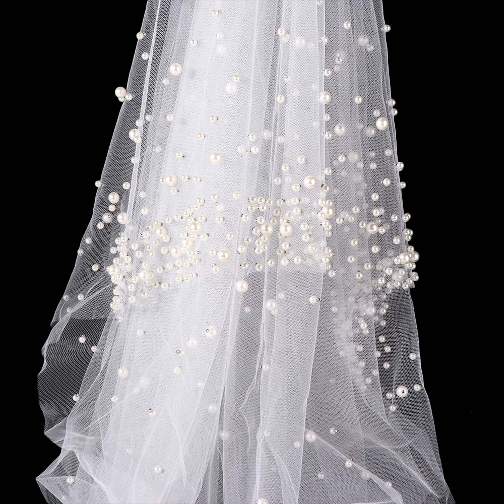 Жемчуг Жемчуг Тюль Свадебная фата 130см Свадебная фата Изысканная Длинная Свадебная фата Для Женщин
