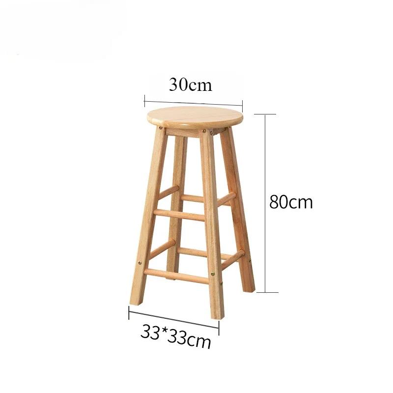 Solid Wood Stool Bar Multifunction Milk Tea Shop Northern Household Simplicity High Chair Strong Load-Bearing Capacity Bar Chair