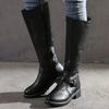 Fashion Winter Fashion Zipper Decoration Women's Round Head Thick Heel High Boots Solid Color Buckle Design Riding Boots Botas Mujer