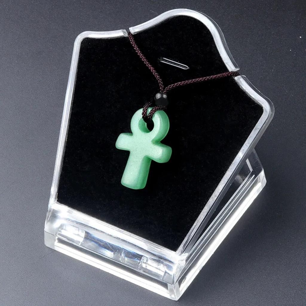 Ожерелье AnKa из натурального камня с кристаллами агатов Crux Ansata, подвеска в форме креста для женщин, подарок на день рождения, цепочка 32 см