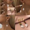 Fashionable Geometric Earrings With Colorful Stones And Imitation Pearls For Women