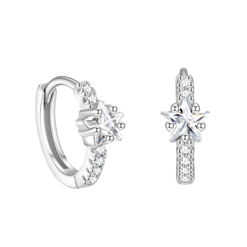 S925 Sterling Silver Inlaid Zircon Star Earrings Light Luxury Fashionable Electroplated K Gold Wedding Party Earrings