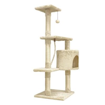 PALOMA Бежевое кошачье дерево 40 x 40 x 114 см - 3 платформы, 1 веревка, 1 ниша, когтеточки