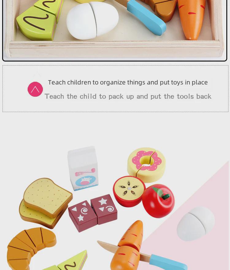 Wooden Pretend Kitchen Toy Set with Cutting Fruits & Vegetables