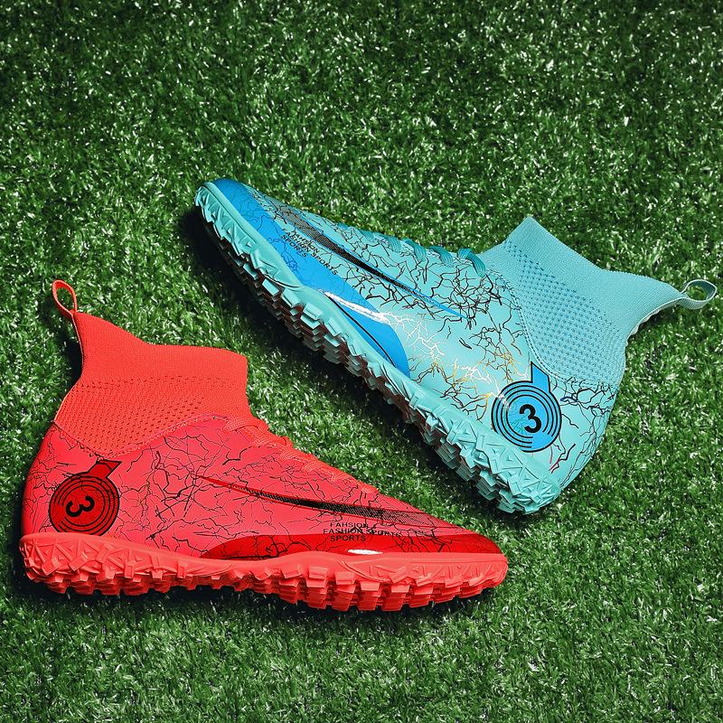 Размер 31-48 Футбольные бутсы Роналду мужские и женские высокие для взрослых студентов кампуса соревнования сломанный ноготь обувь женские тренировочные