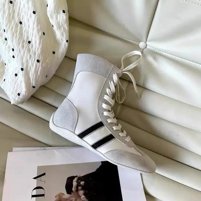Легкие Женские Демисезонные Кроссовки Dequn 2025 Лето Новый Стиль Уродливо Милые На Высокой Подошве На Шнуровке Цветной Блок Спортивная Обувь
