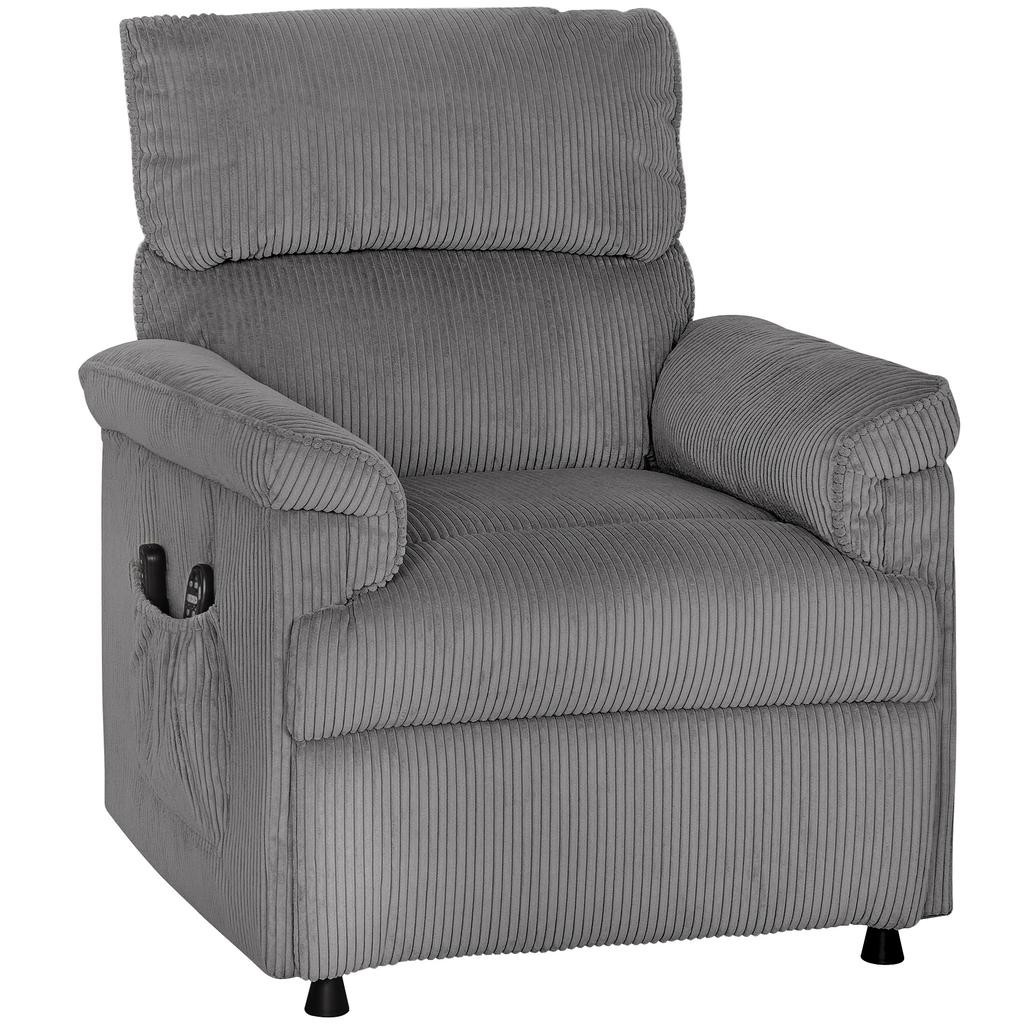 Corduroy Electric Massage Recliner - Grey