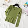 Autumn and Winter V-neck Long Sleeve Knitted Sweater Women Fashion Slim Fit Warm Base Sweaters Women Elegant Solid Casual Lady Knitwear Jumpers 25488