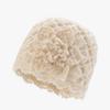 New women's autumn and winter knitted wool hat versatile, sweet and casual pure handmade thickened ear protector headgear