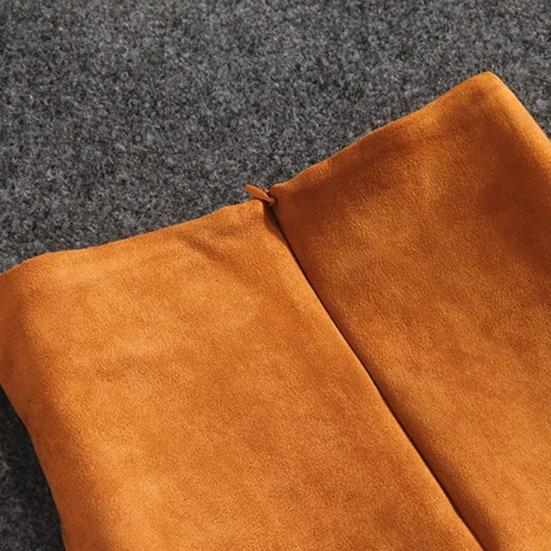 Women's High Waist Pencil Skirt, Solid Color Polyester Slim Fit Skirt with Back Slit