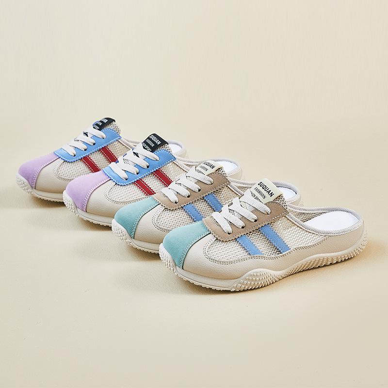 Новые летние белые туфли для студенток с полуподдержкой, толстой подошвой, усиленной сеткой, дышащие и повседневные