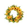 Artificial Rattan Sunflower Garland Wreath Home Cafe Wall Party Hanging Decor