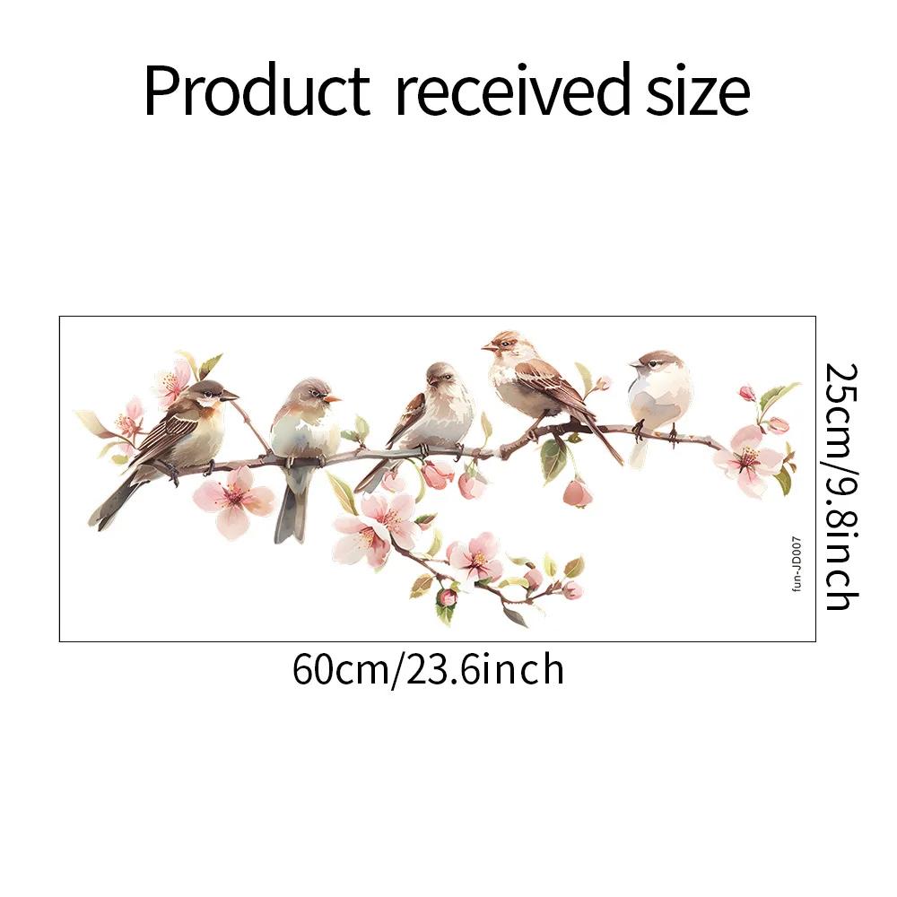 PVC Flower Window Clings Birds Tree Branch Glass Sticker Anti-Collision Decal For Bedroom Restroom Doors Decorative Films