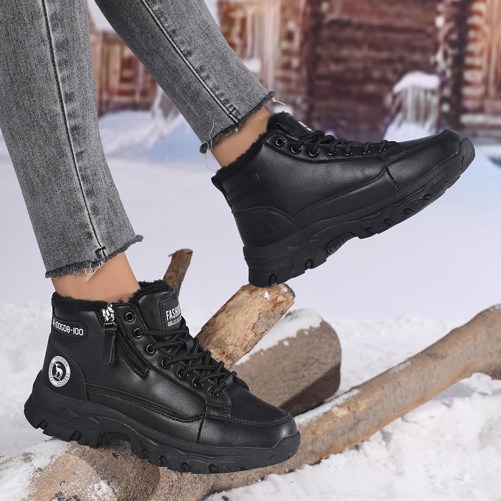 TUINANLE Теплые и удобные женские зимние сапоги для снега с боковой молнией и флисовой подкладкой, плюшевая обувь