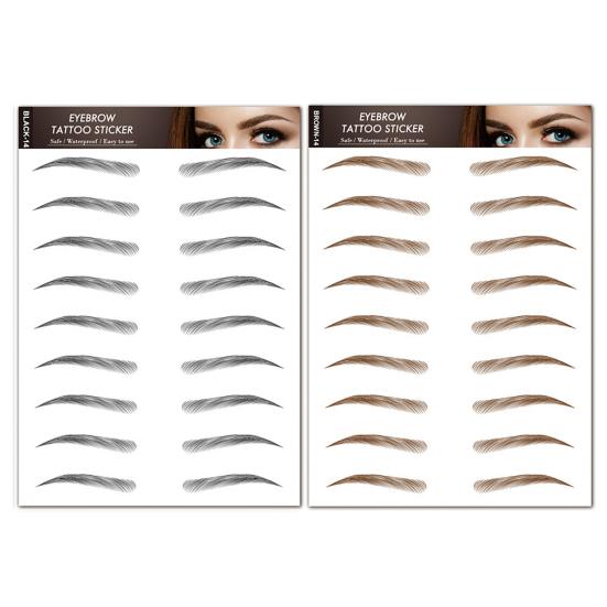 2 Sheets Waterproof Eyebrow Tattoo Stickers Hair-Like Natural Fake Eyebrows Makeup Accessories