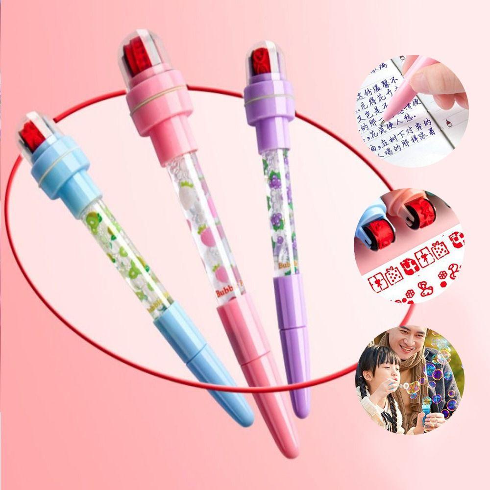 Ручка-барботер Fidget со штампом и световым пузырем Ручка-роллер для выдувания пузырей Креативная печать Ручка-штамп для школы
