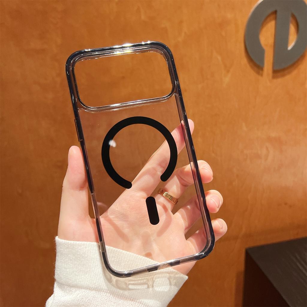 For iPhone 17 Pro Magnetic Case High Transparency PC + TPU Phone Back Cover