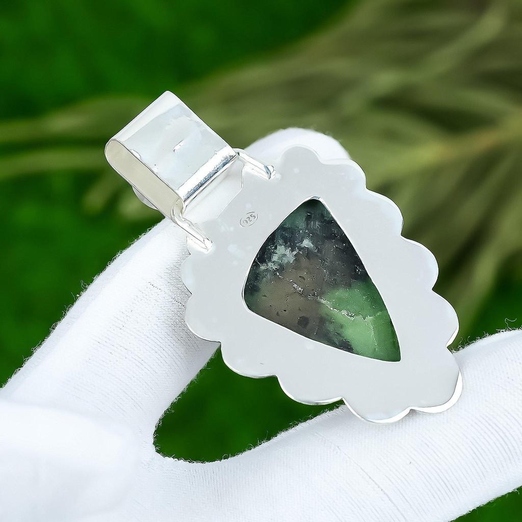 Trillion Natural Ruby Zosite Blue Topaz Boho Pendant Jewelry 925 Sterling Silver