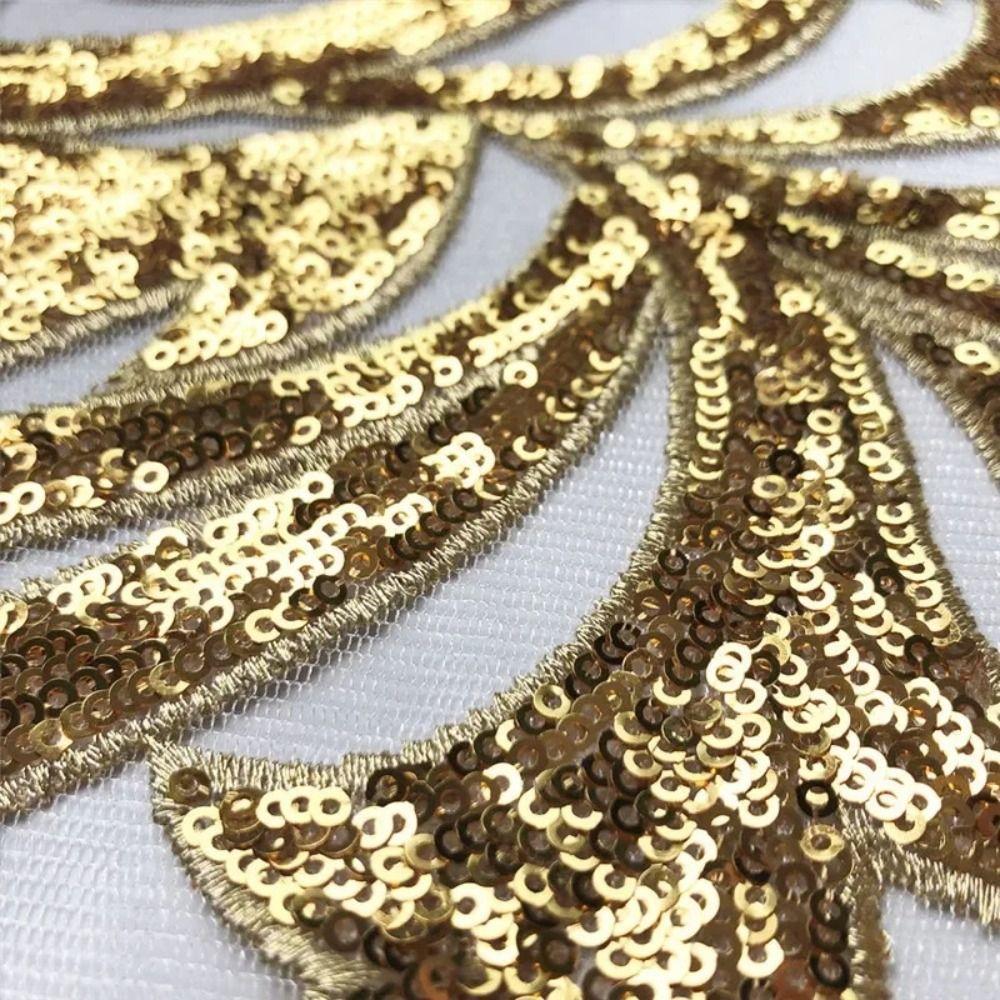 3D Flower Sequin Patches 40*19CM Sew On Patches Fashion Elegant Bodice Applique Fabric