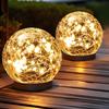 Уличные гирлянды-глобусы на солнечной батарее, водонепроницаемый дизайн с треснувшим стеклянным шаром для декора сада и патио - автоматическое вечернее свечение
