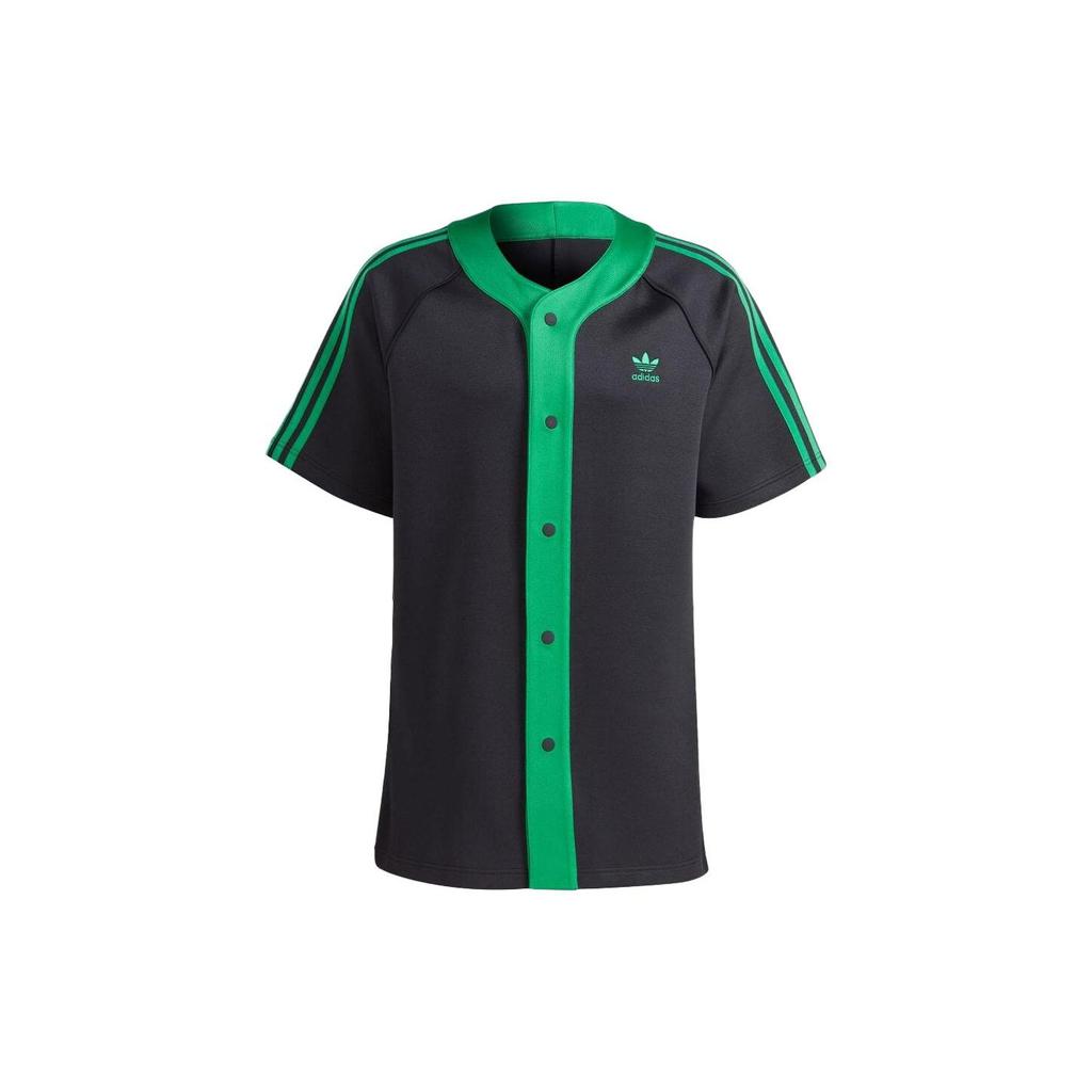 Adidas Originals Trefoil Three-Stripe Colorblock Logo Short Sleeve Shirt Men Tops Black II5782