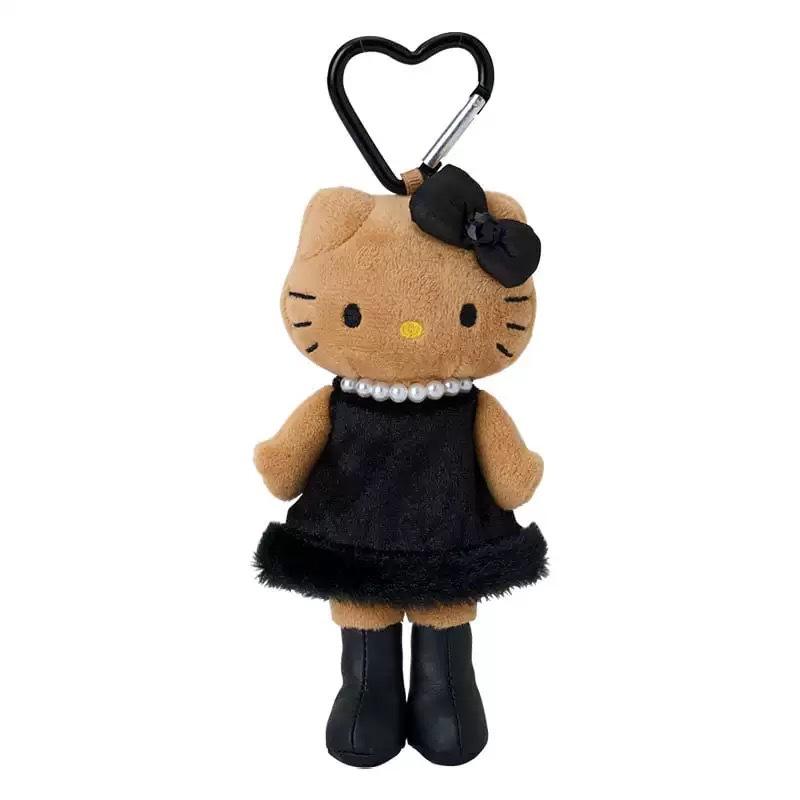 Kawaii Hello Kitty Plush Keychain Leopard Print Pink Tail Stuffed Pendant Bag Charm Backpack Decor Cute Gift for Teen Girls
