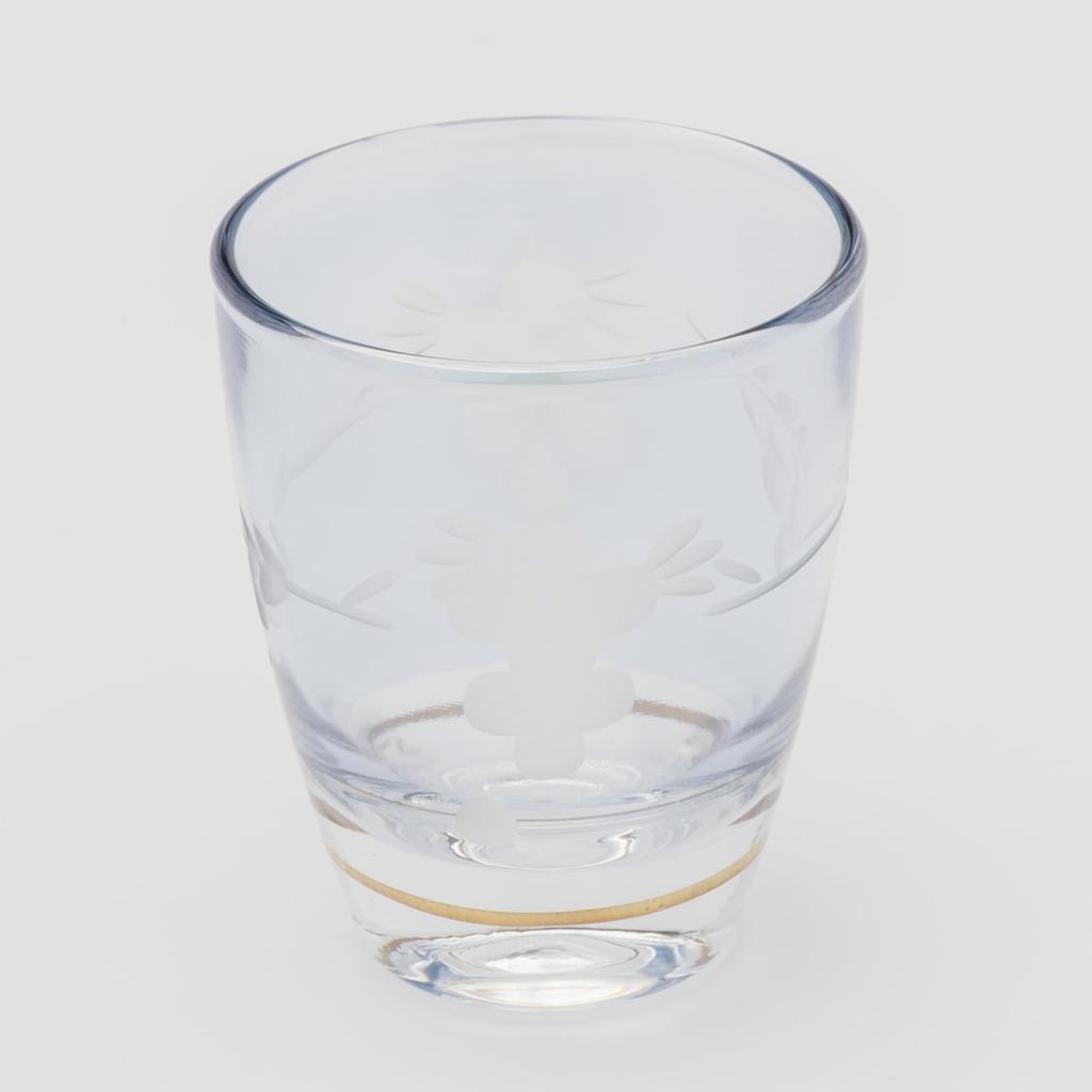 Otsuka Glass "Colorful Poem" Double Shot Glass, Cold Sake Cup, Approx. 50ml, Natsume Style, Flower Kiriko Glass, Blue, Made in Japan, G-1-15-1BL-1P